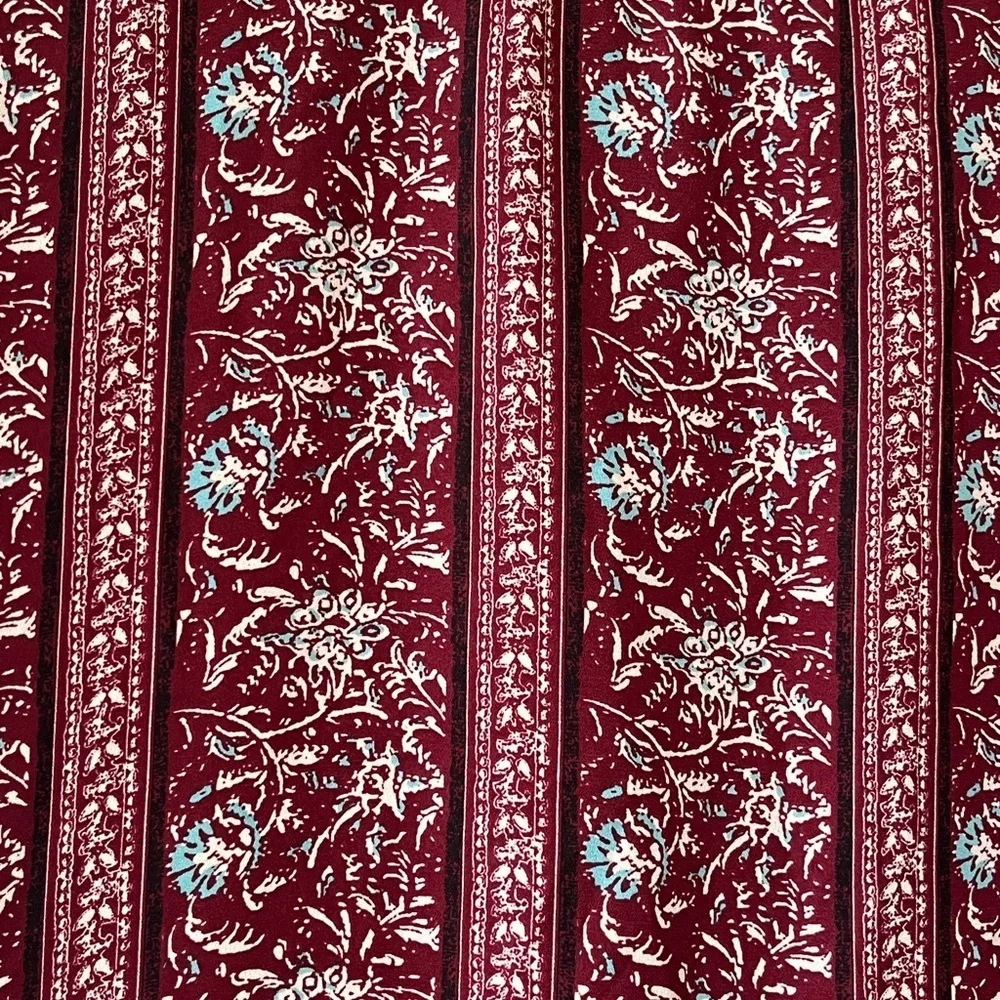Pink Rose Semi Sheer Burgundy Floral Blouse Women's size medium - Picture 8 of 13